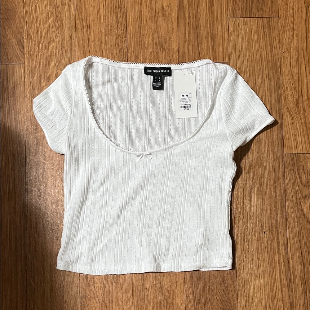 White Ribbed Crop Top